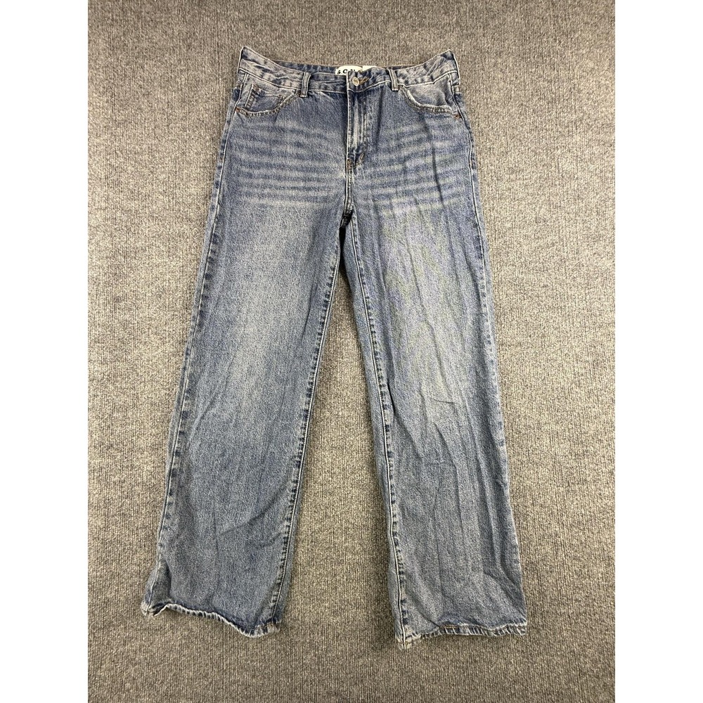S.O.N.G. Jeans Juniors 11/30 Light Wash Mid Rise Wide Leg Distressed Denim